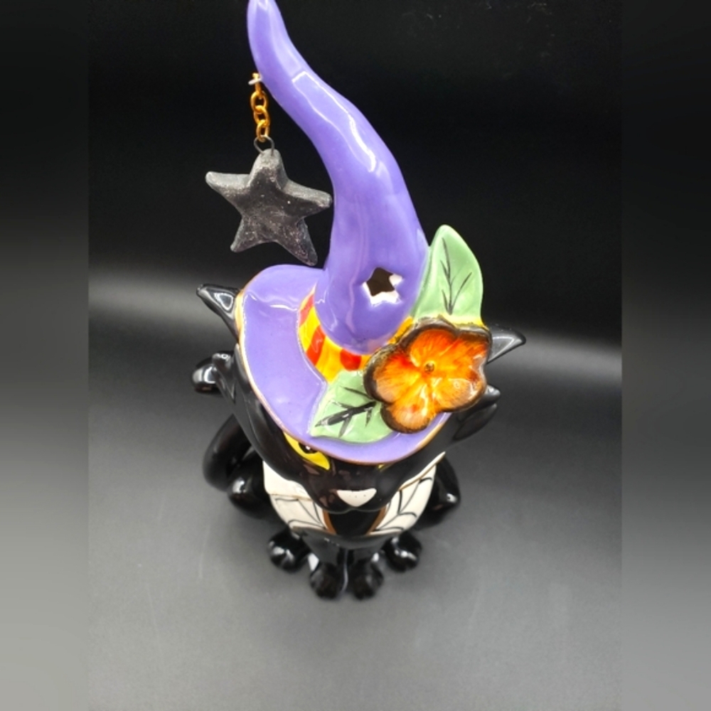 Blue Sky Clayworks BLACK CAT WITCH MAGICAL WARLOCK Tealight Candle House Decor - Picture 12 of 16